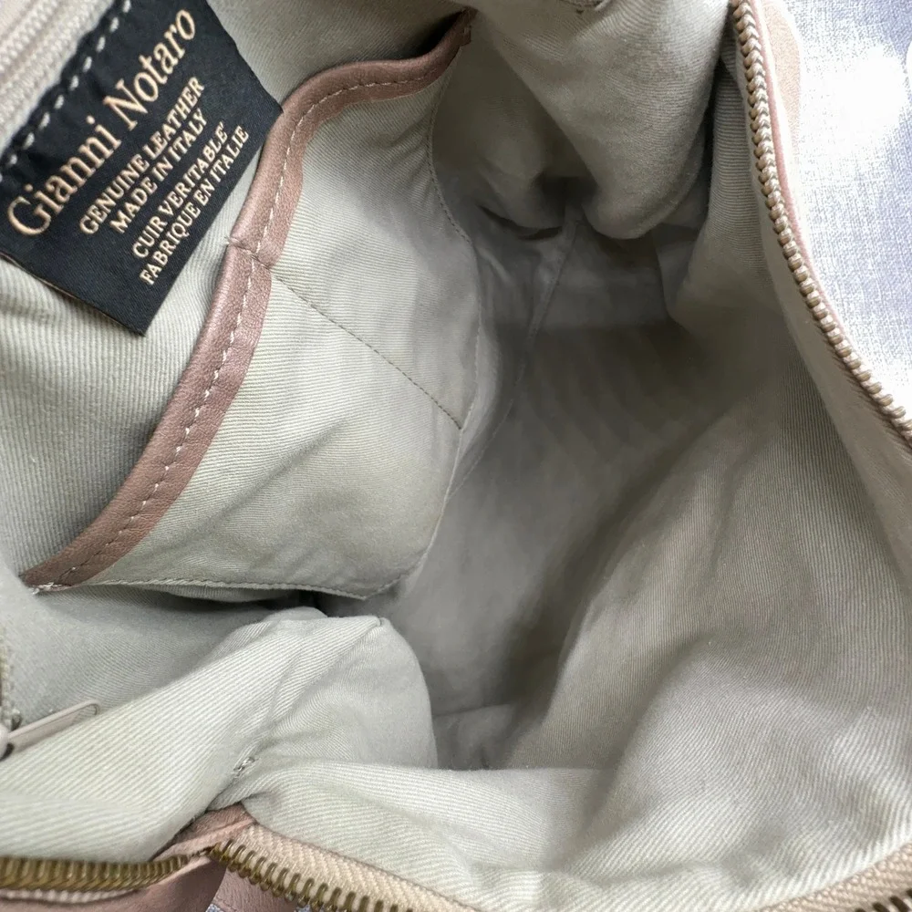 Gianni Notaro Bag Large Nude Leather Hobo Crossbody Shoulder Purse Made in Italy